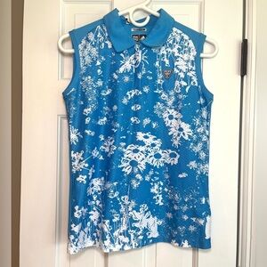 NWT XL Adidas Girls Blue and White Sleeveless Polo Tank Top